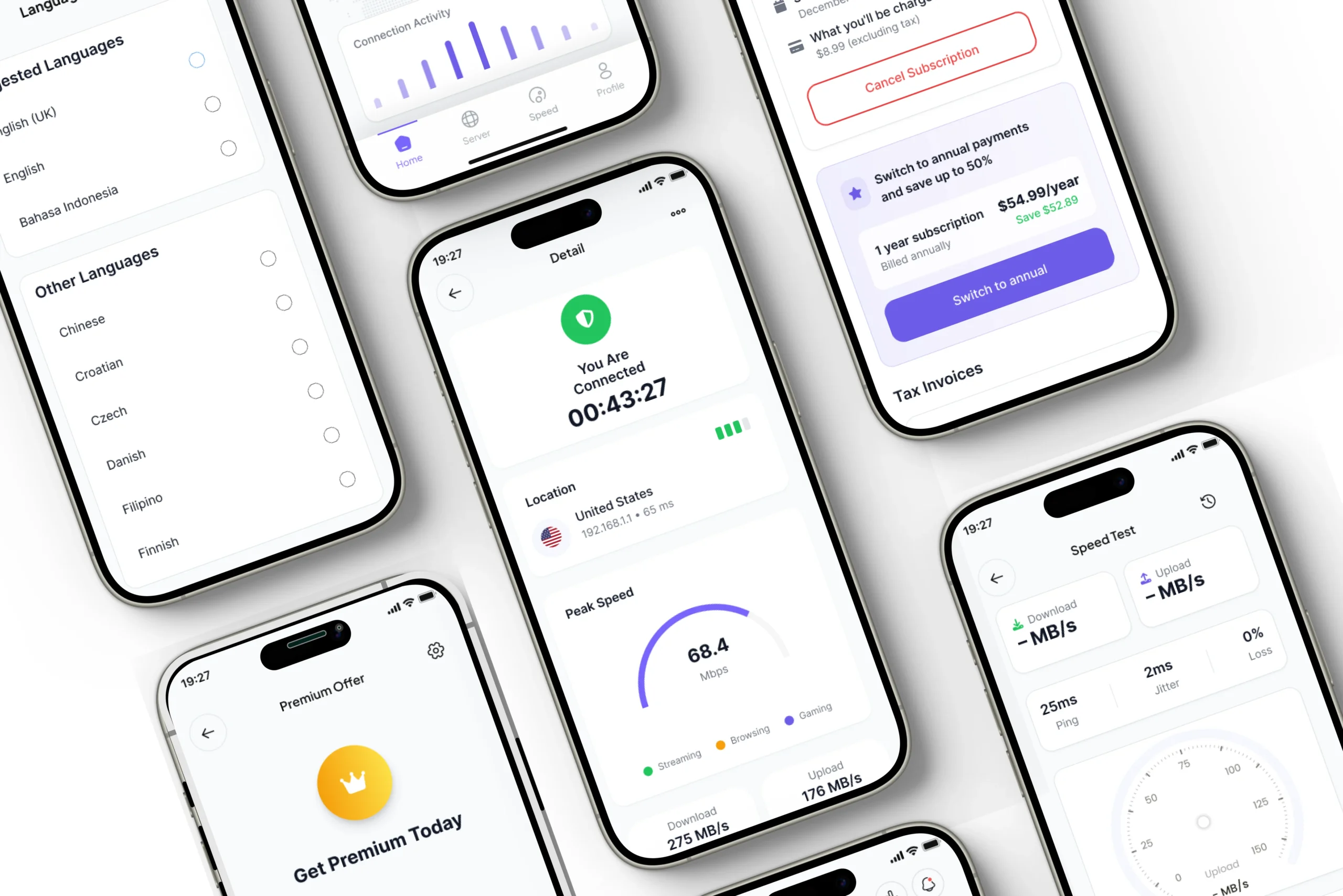 VPN app UI design Figma