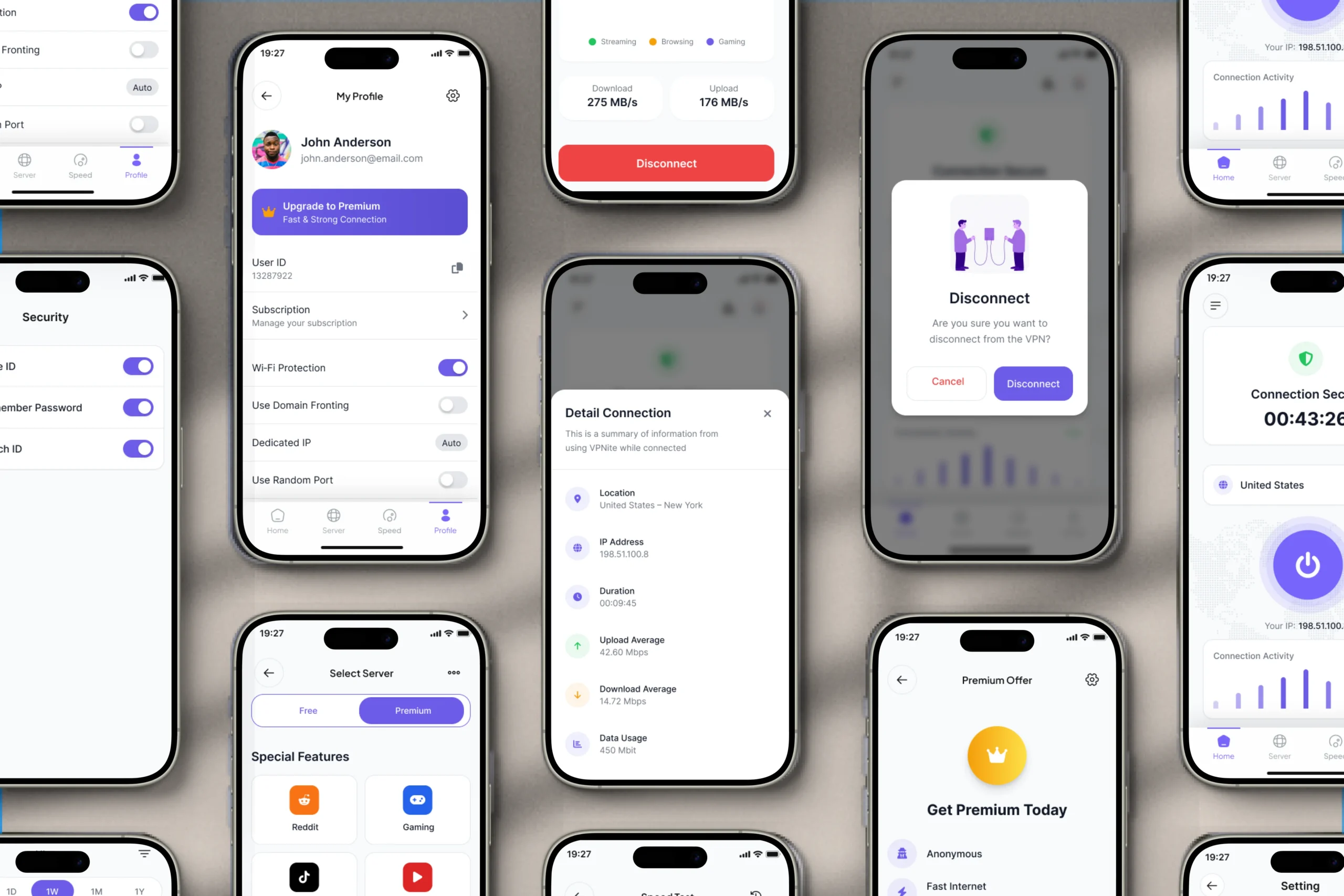 VPN app UI design Figma