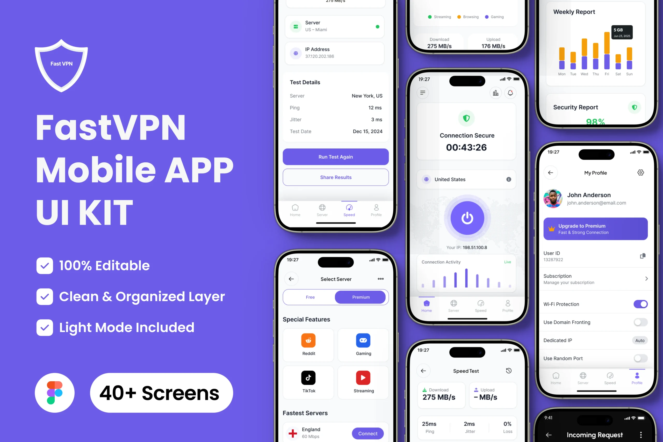 VPN app UI design Figma